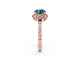 Rose gold Round Cut Diamond Solitaire Ring with Shared Prong Pavé Band_2