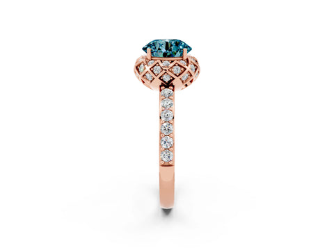 Rose gold Round Cut Diamond Solitaire Ring with Shared Prong Pavé Band_2