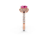 Rose gold Round Cut Diamond Solitaire Ring with Shared Prong Pavé Band_2