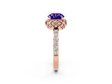 Rose gold Round Cut Diamond Solitaire Ring with Shared Prong Pavé Band_2