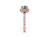Rose gold Round Cut Diamond Solitaire Ring with Shared Prong Pavé Band_2
