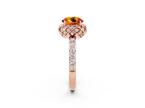 Rose gold Round Cut Diamond Solitaire Ring with Shared Prong Pavé Band_2