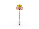 Rose gold Round Cut Diamond Solitaire Ring with Shared Prong Pavé Band_2