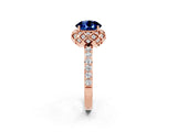 Rose gold Round Cut Diamond Solitaire Ring with Shared Prong Pavé Band_2