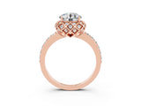 Rose gold Round Cut Diamond Solitaire Ring with Shared Prong Pavé Band_3