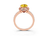 Rose gold Round Cut Diamond Solitaire Ring with Shared Prong Pavé Band_3