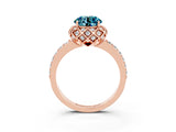 Rose gold Round Cut Diamond Solitaire Ring with Shared Prong Pavé Band_3