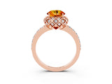 Rose gold Round Cut Diamond Solitaire Ring with Shared Prong Pavé Band_3