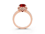 Rose gold Round Cut Diamond Solitaire Ring with Shared Prong Pavé Band_3