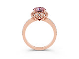 Rose gold Round Cut Diamond Solitaire Ring with Shared Prong Pavé Band_3