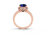 Rose gold Round Cut Diamond Solitaire Ring with Shared Prong Pavé Band_3