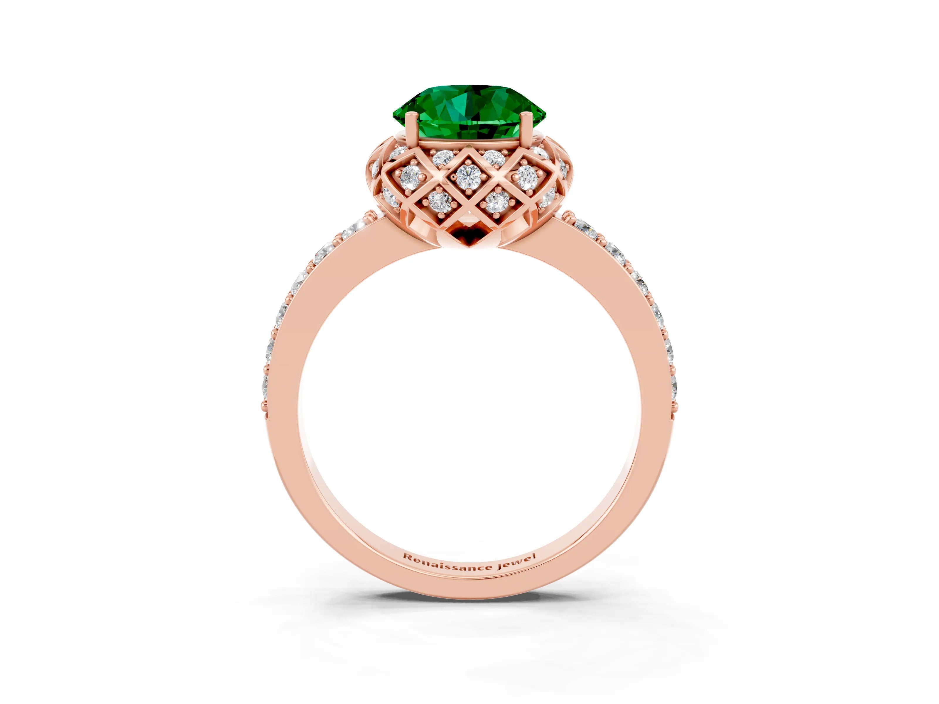 Rose gold Round Cut Diamond Solitaire Ring with Shared Prong Pavé Band_3