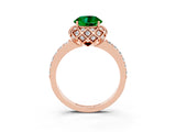 Rose gold Round Cut Diamond Solitaire Ring with Shared Prong Pavé Band_3