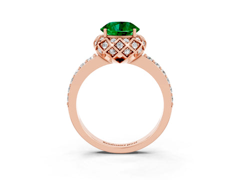Rose gold Round Cut Diamond Solitaire Ring with Shared Prong Pavé Band_3
