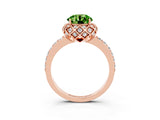 Rose gold Round Cut Diamond Solitaire Ring with Shared Prong Pavé Band_3