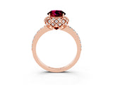 Rose gold Round Cut Diamond Solitaire Ring with Shared Prong Pavé Band_3