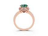 Rose gold Round Cut Diamond Solitaire Ring with Shared Prong Pavé Band_3