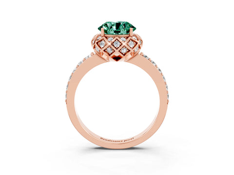Rose gold Round Cut Diamond Solitaire Ring with Shared Prong Pavé Band_3