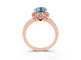 Rose gold Round Cut Diamond Solitaire Ring with Shared Prong Pavé Band_3