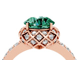 Rose gold Round Cut Diamond Solitaire Ring with Shared Prong Pavé Band_4