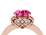 Rose gold Round Cut Diamond Solitaire Ring with Shared Prong Pavé Band_4