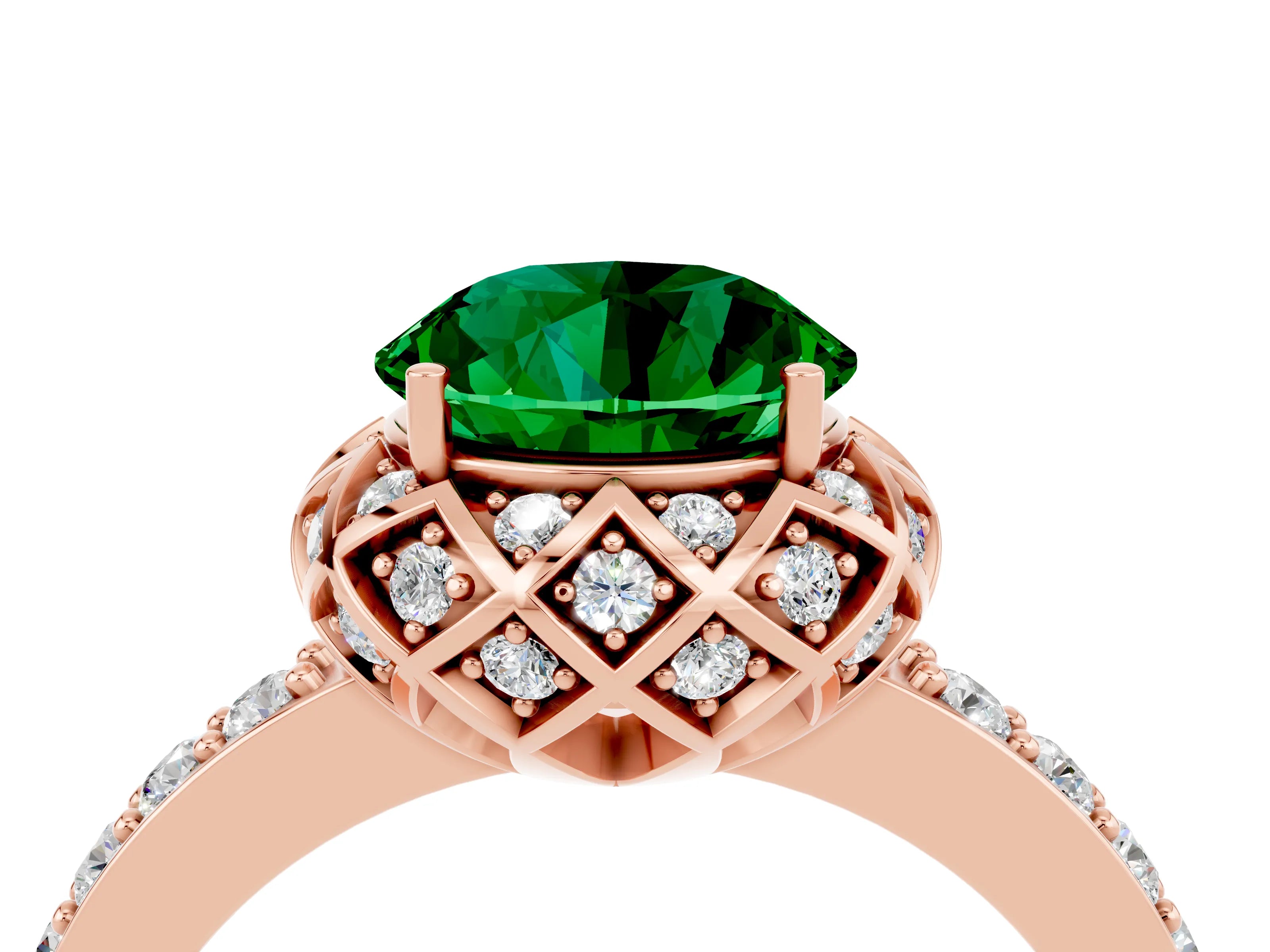 Rose gold Round Cut Diamond Solitaire Ring with Shared Prong Pavé Band_4