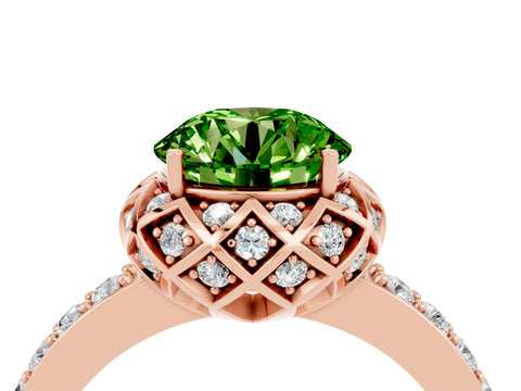 Rose gold Round Cut Diamond Solitaire Ring with Shared Prong Pavé Band_4