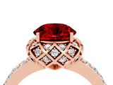 Rose gold Round Cut Diamond Solitaire Ring with Shared Prong Pavé Band_4