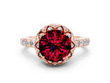 Rose gold Round Cut Diamond Solitaire Ring with Shared Prong Pavé Band