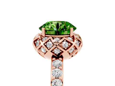 Rose gold Round Cut Diamond Solitaire Ring with Shared Prong Pavé Band_5