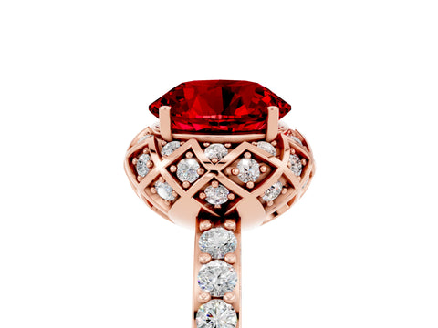 Rose gold Round Cut Diamond Solitaire Ring with Shared Prong Pavé Band_5