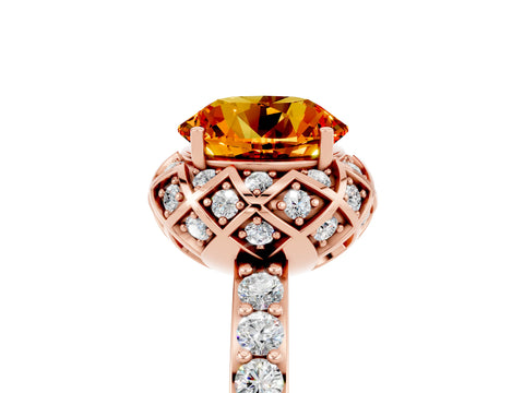 Rose gold Round Cut Diamond Solitaire Ring with Shared Prong Pavé Band_5