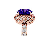 Rose gold Round Cut Diamond Solitaire Ring with Shared Prong Pavé Band_5