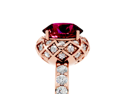 Rose gold Round Cut Diamond Solitaire Ring with Shared Prong Pavé Band_5