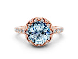 Rose gold Round Cut Diamond Solitaire Ring with Shared Prong Pavé Band