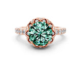 Rose gold Round Cut Diamond Solitaire Ring with Shared Prong Pavé Band