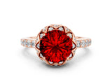 Rose gold Round Cut Diamond Solitaire Ring with Shared Prong Pavé Band