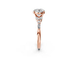 Rose gold Round Cut Diamond Solitaire Ring with Side Stones and Four-Prong Setting_98