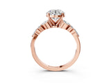 Rose gold Round Cut Diamond Solitaire Ring with Side Stones and Four-Prong Setting_99