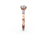 Rose gold Round Cut Diamond Solitaire Ring with Tapered Baguette Accents and Four-Prong Setting_91