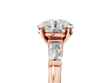 Rose gold Round Cut Diamond Solitaire Ring with Tapered Baguette Accents and Four-Prong Setting_94