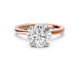 Rose gold Round Cut Diamond Solitaire Ring with Thin Band and Prong Setting_12