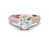 Rose gold Round Cut Diamond Solitaire Ring with Three-Row Pavé Band and Four-Prong Setting_39