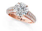 Rose gold Round Cut Diamond Solitaire Ring with Three-Row Pavé Band and Four-Prong Setting_40