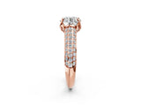 Rose gold Round Cut Diamond Solitaire Ring with Three-Row Pavé Band and Four-Prong Setting_41