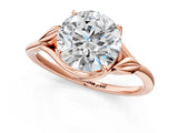 Rose gold Round Cut Diamond Solitaire Ring with Twist Band and Four-Prong Setting_61
