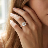 Rose gold Round Cut Diamond Solitaire Ring with Twisted Band and Pavé Accents_48