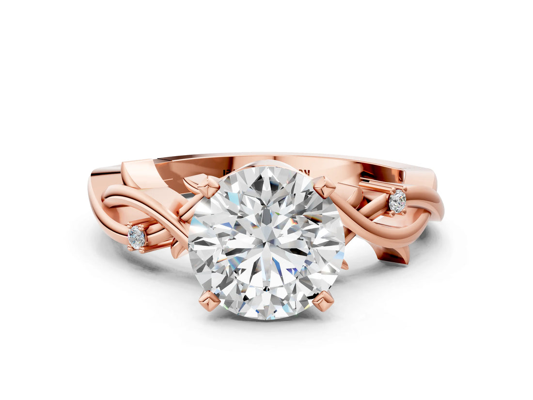 Rose gold Round Cut Diamond Solitaire Ring with Twisted Band and Prong Setting_217