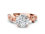 Rose gold Round Cut Diamond Solitaire Ring with Twisted Band and Prong Setting_217