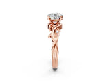 Rose gold Round Cut Diamond Solitaire Ring with Twisted Band and Prong Setting_219